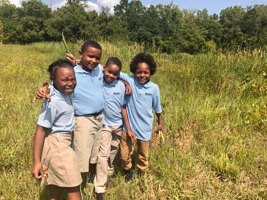 KIPPsters exploring the nature on campus.